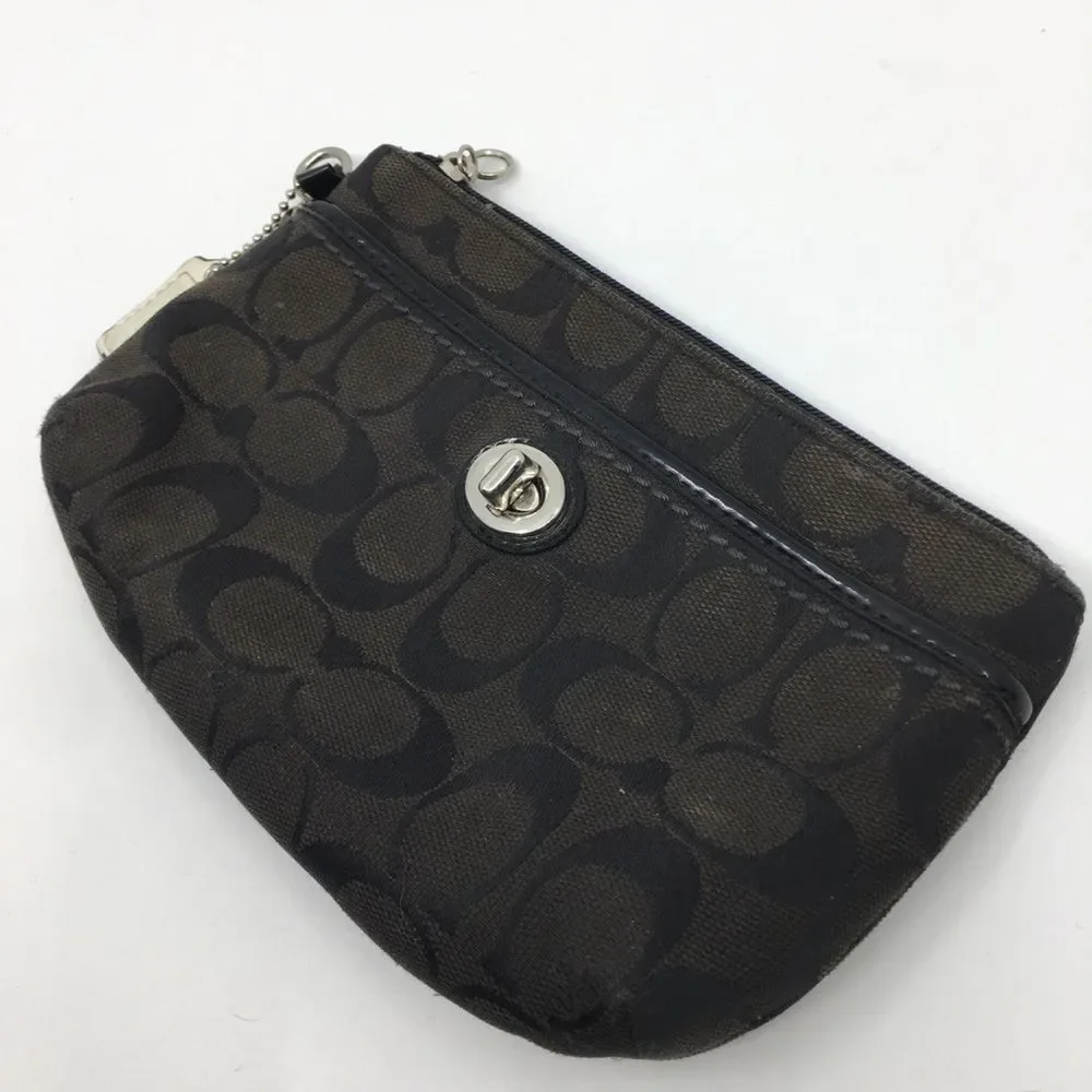 Coach PROJECT Signature Jacquard Turnlock Wristlet Pouch Black